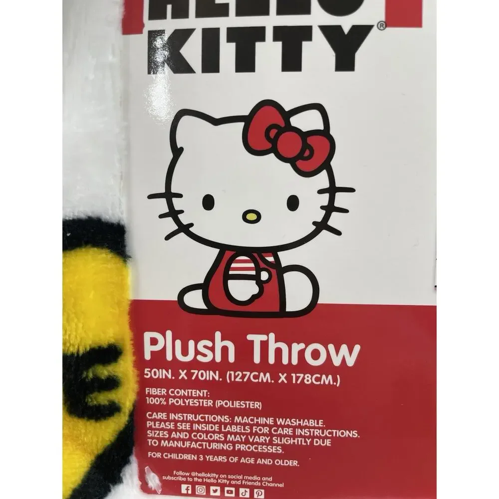 Hello Kitty Conversation Hearts Valentines Plush Throw Blanket 50x70